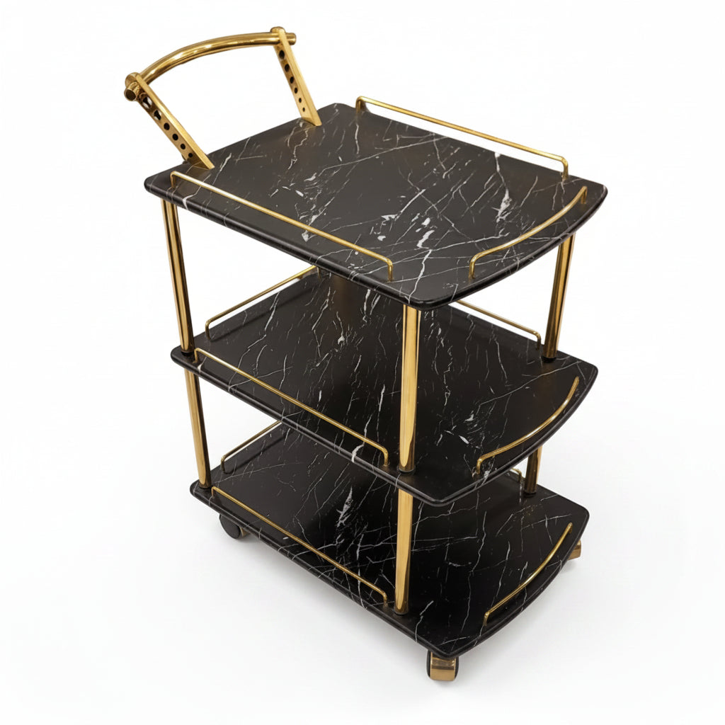Euro Gold Kitchen Tea Trolley Black Marble