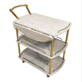 EuroGold Extendable Kitchen Tea Trolley Marble Finish
