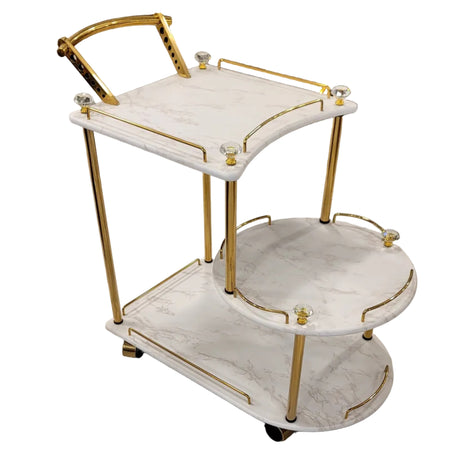 Euro Gold Kitchen Tea Trolley Wood Finish