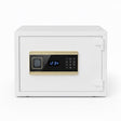 Large white steel electronic biometric safe with keypad and fingerprint scanner