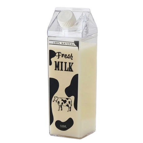 500ml plastic milk bottle with white screw cap and Fresh Milk graphic label