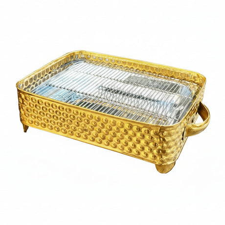 BBQ Grill & Warmer SS Gold Finish 16 x 9 inches