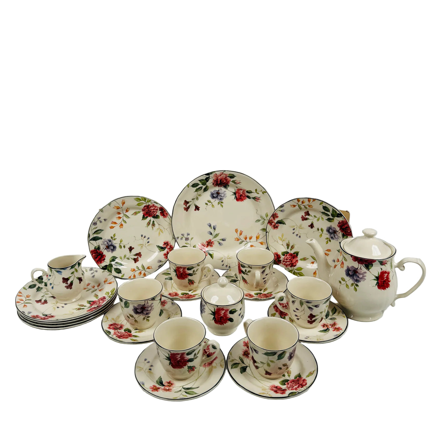 Priscilla With Banding 85Pcs Dinner Set