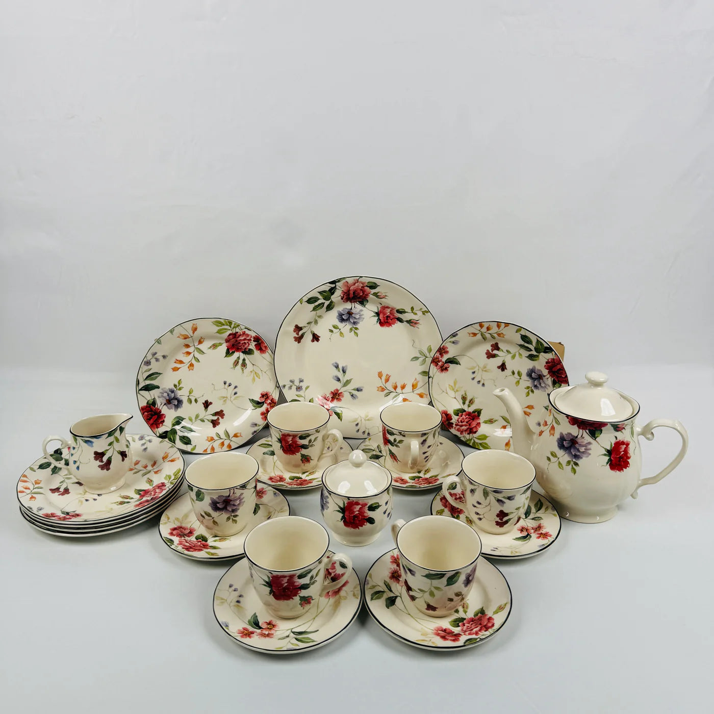 Priscilla With Banding 85Pcs Dinner Set