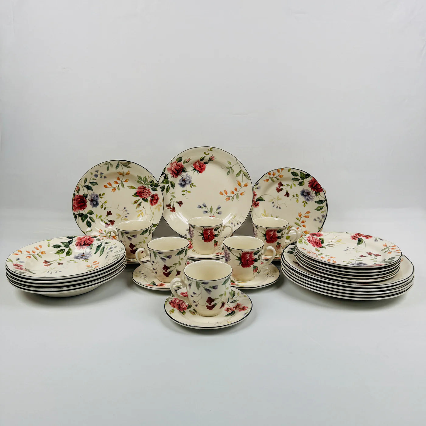 Priscilla With Banding 85Pcs Dinner Set