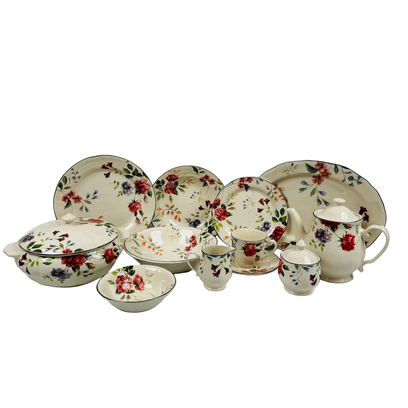 Priscilla With Banding 85Pcs Dinner Set