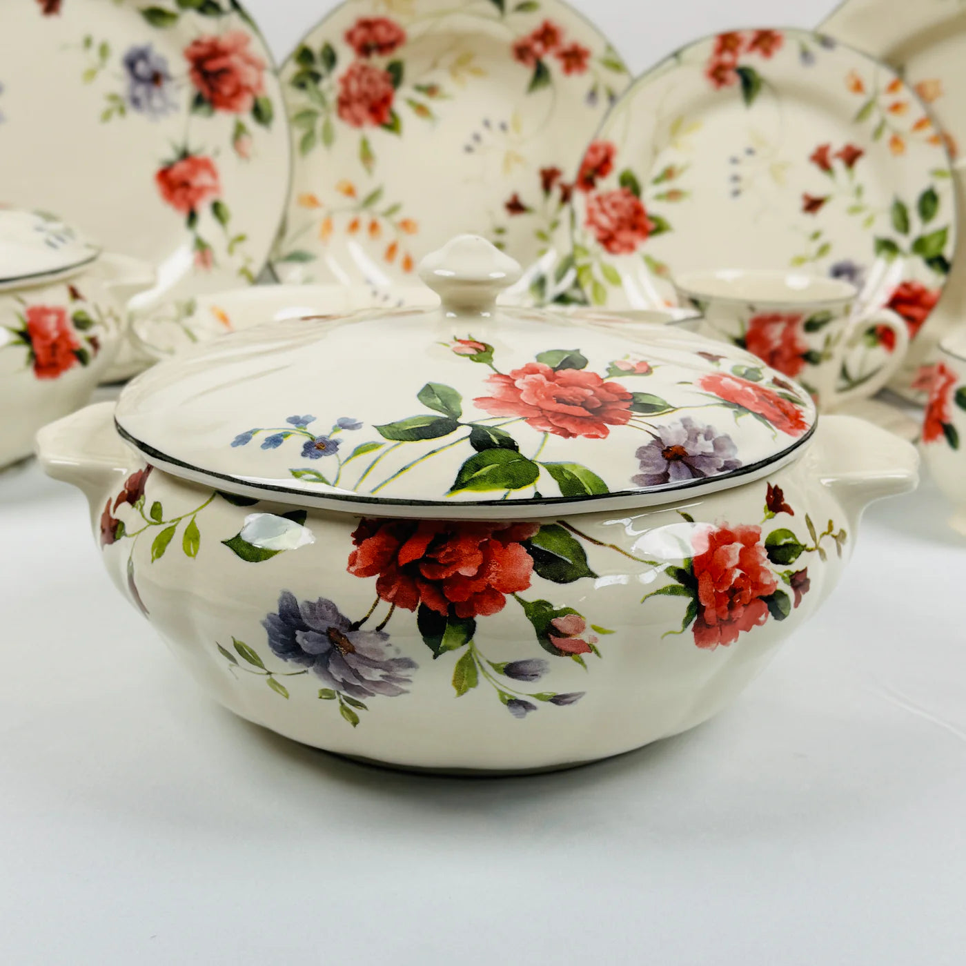 Priscilla With Banding 85Pcs Dinner Set