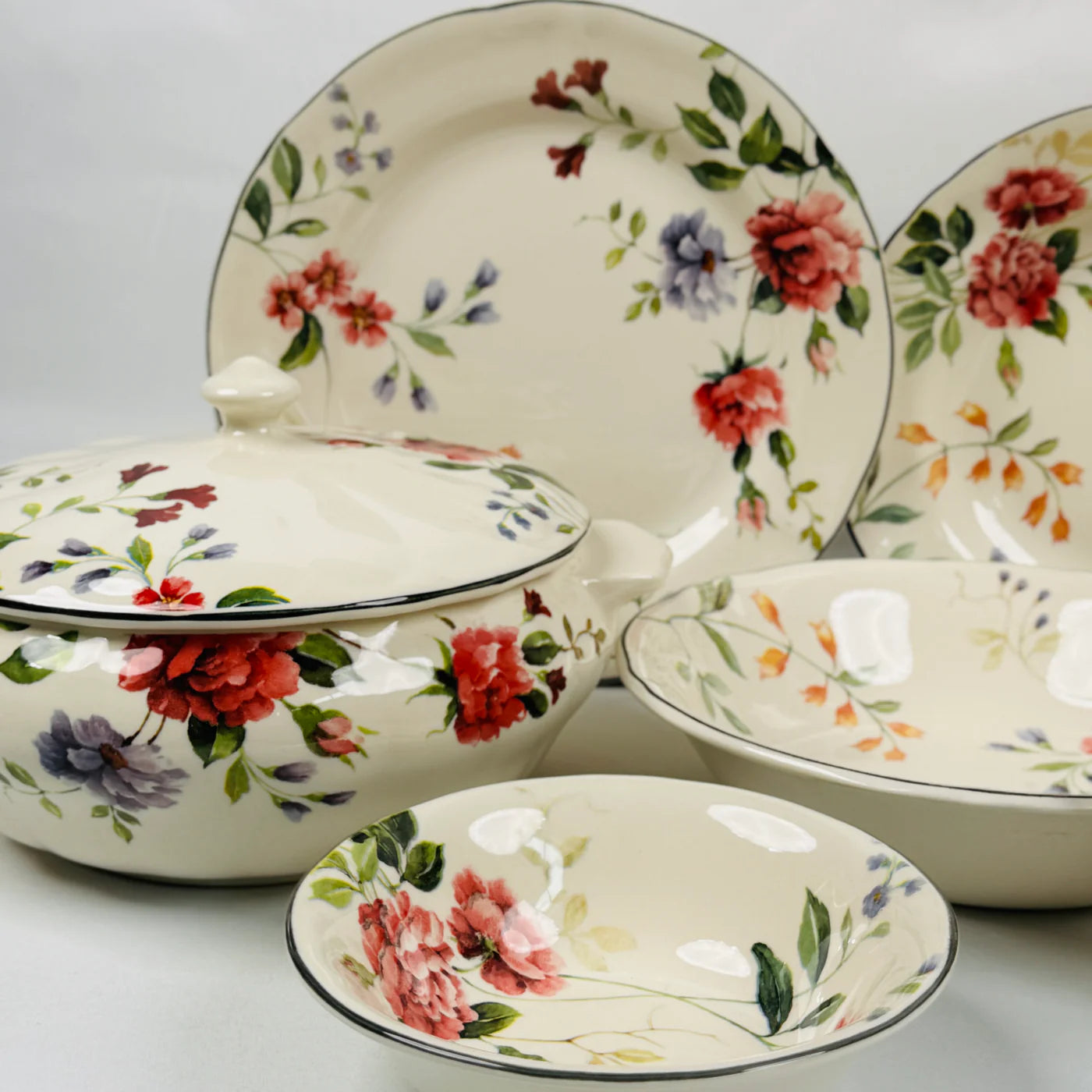 Priscilla With Banding 85Pcs Dinner Set