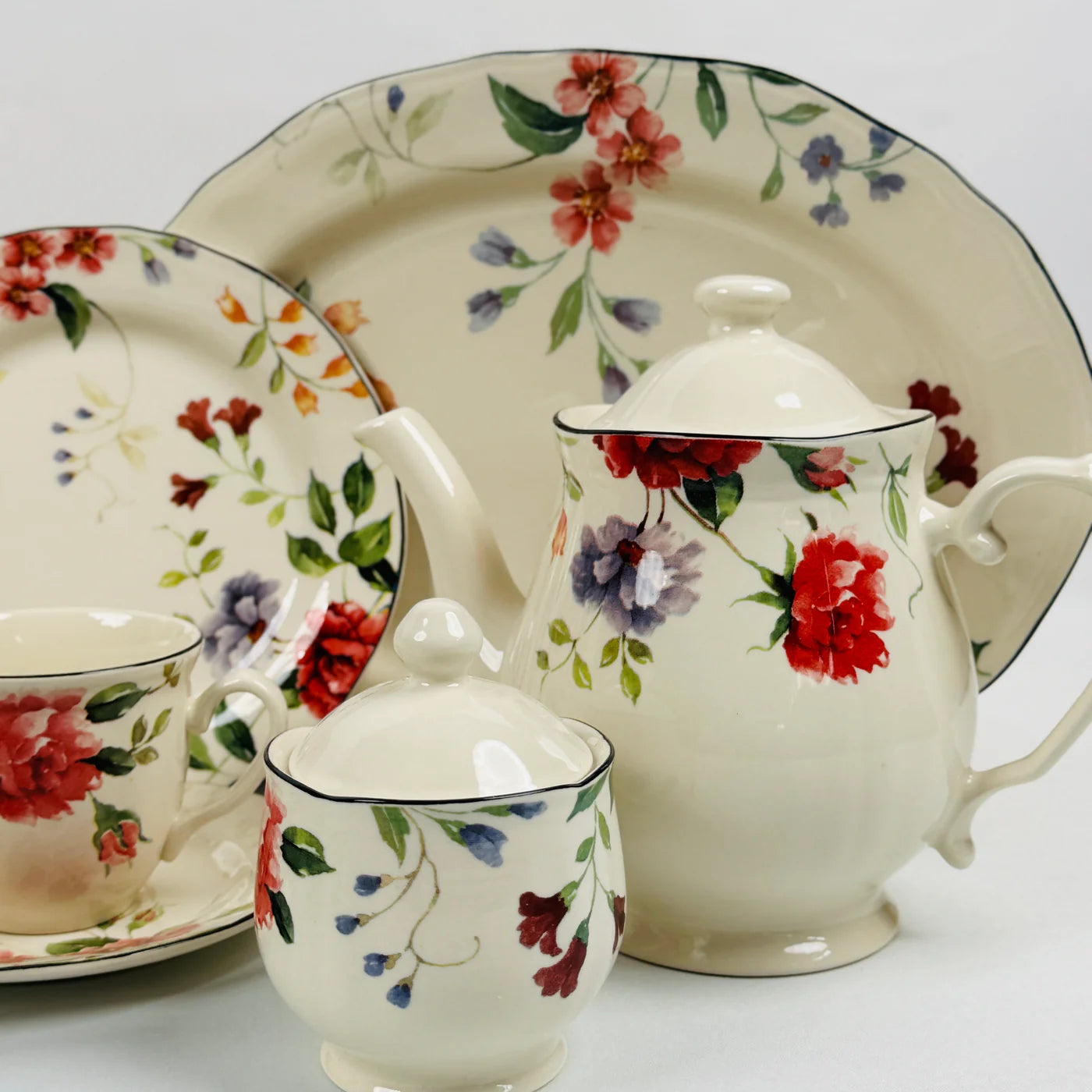 Priscilla With Banding 85Pcs Dinner Set