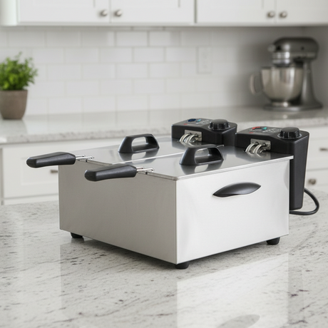 2 x Deep Fryer Twin Bowl 3.5Ltr 2000W