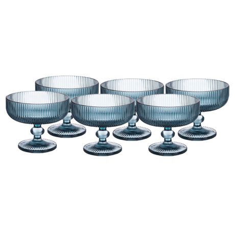 Ice Cream Cup Dark Blue Stripes 310ml (Set of 6)