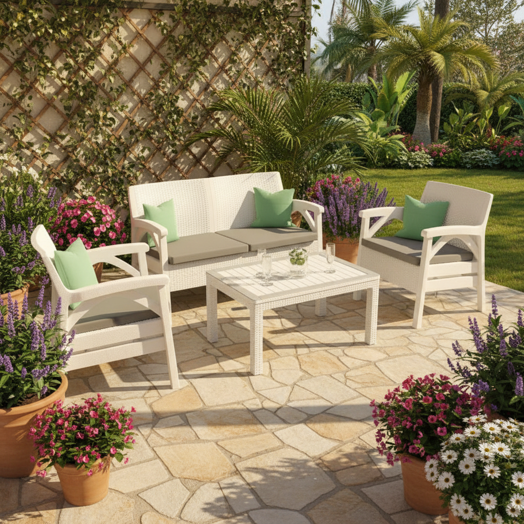 Garden Set Santana For 4 Persons White