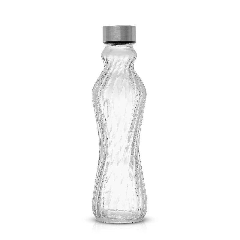 Spring Glass Water Bottle With Stainless Steel Cap 1000ml