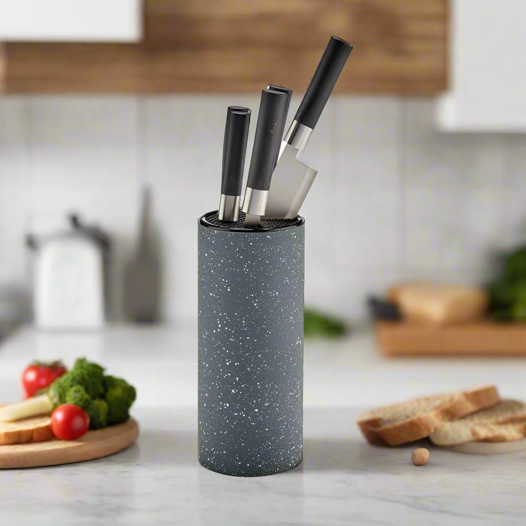 Knife Block With 5 Knifes Black Handle