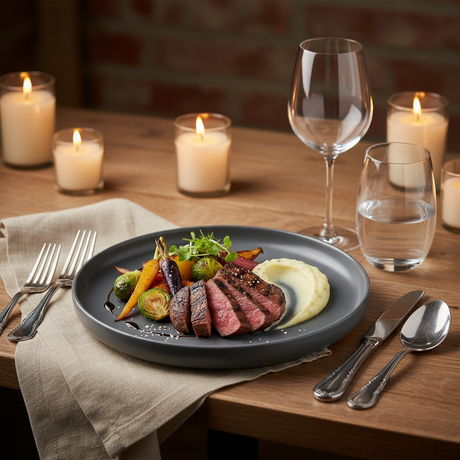 Large Stoneware Dinner Plate Dark Grey 26.5cm