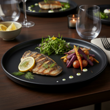 Large Stoneware Dinner Serving Plate Black 26cm