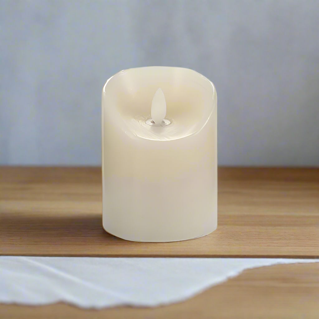 Led Flame Cream Candle 10cm