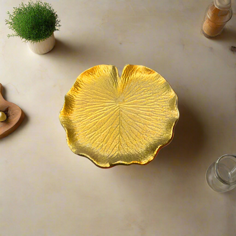Lilly Leaf Serving Tray Gold