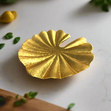Lotus Leaf Dish Antique Gold