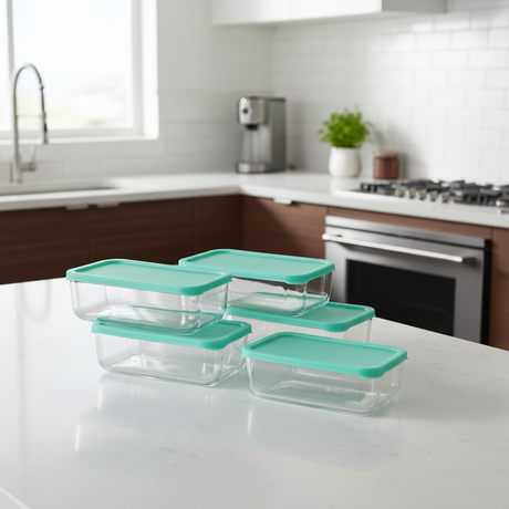 Glass Storage Containers Snow Set of 5pcs