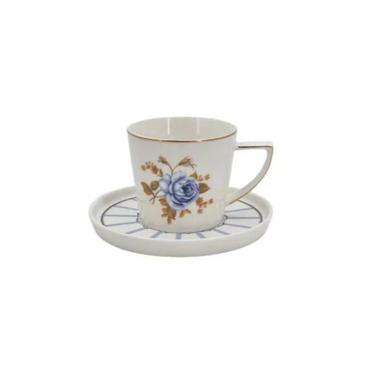 Cup & Saucer Set Blue Rose (6pcs Set)