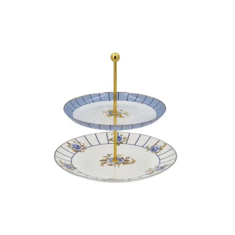 2 Tier Cake/Pastry Stand Blue Rose