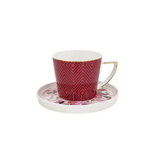 Cup & Saucer Set Glowing Red (6pcs Set)