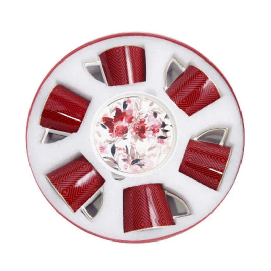 Cup & Saucer Set Glowing Red (6pcs Set)