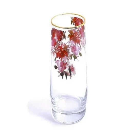 Water Glass Set Red Flower (6pcs Set)