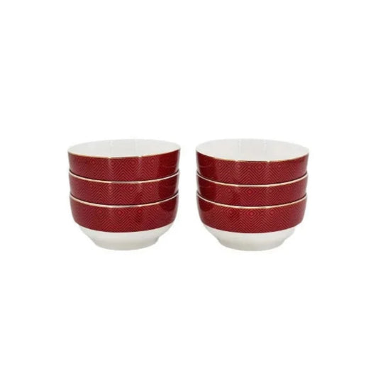 Tea Cup Set Red White (6pcs Set)