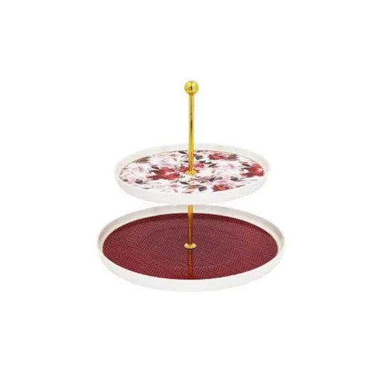 2 Tier Cake/Pastry Stand Flower Red