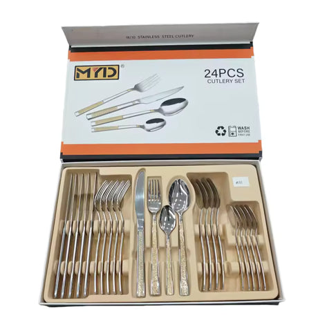 Stainless Steel Cutlery Set 24pcs Silver