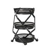 3 Tier Round Rotating Storage Trolley With Wheels Black