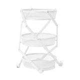 3 Tier Round Rotating Storage Trolley With Wheels White