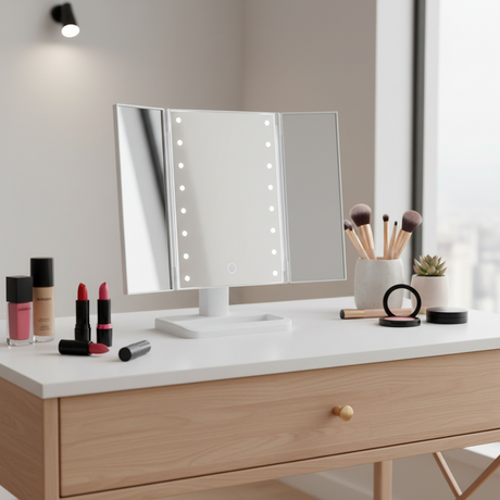 Magnifying Cosmetic Mirror With Led 1x/2x/3x
