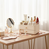 Makeup Organizer With Duo Drawers Beige