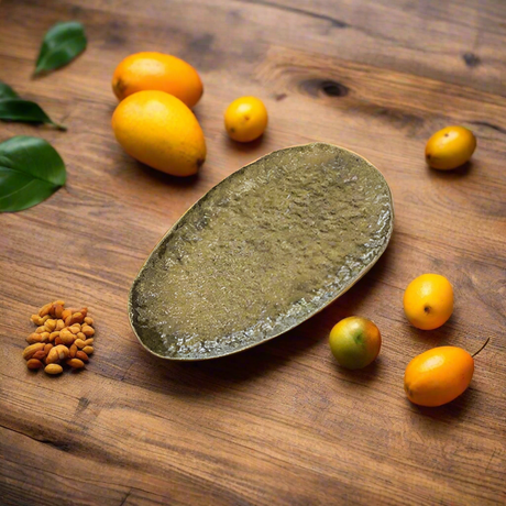 Mango Shape Dry Fruit Serving Tray Antique Gold