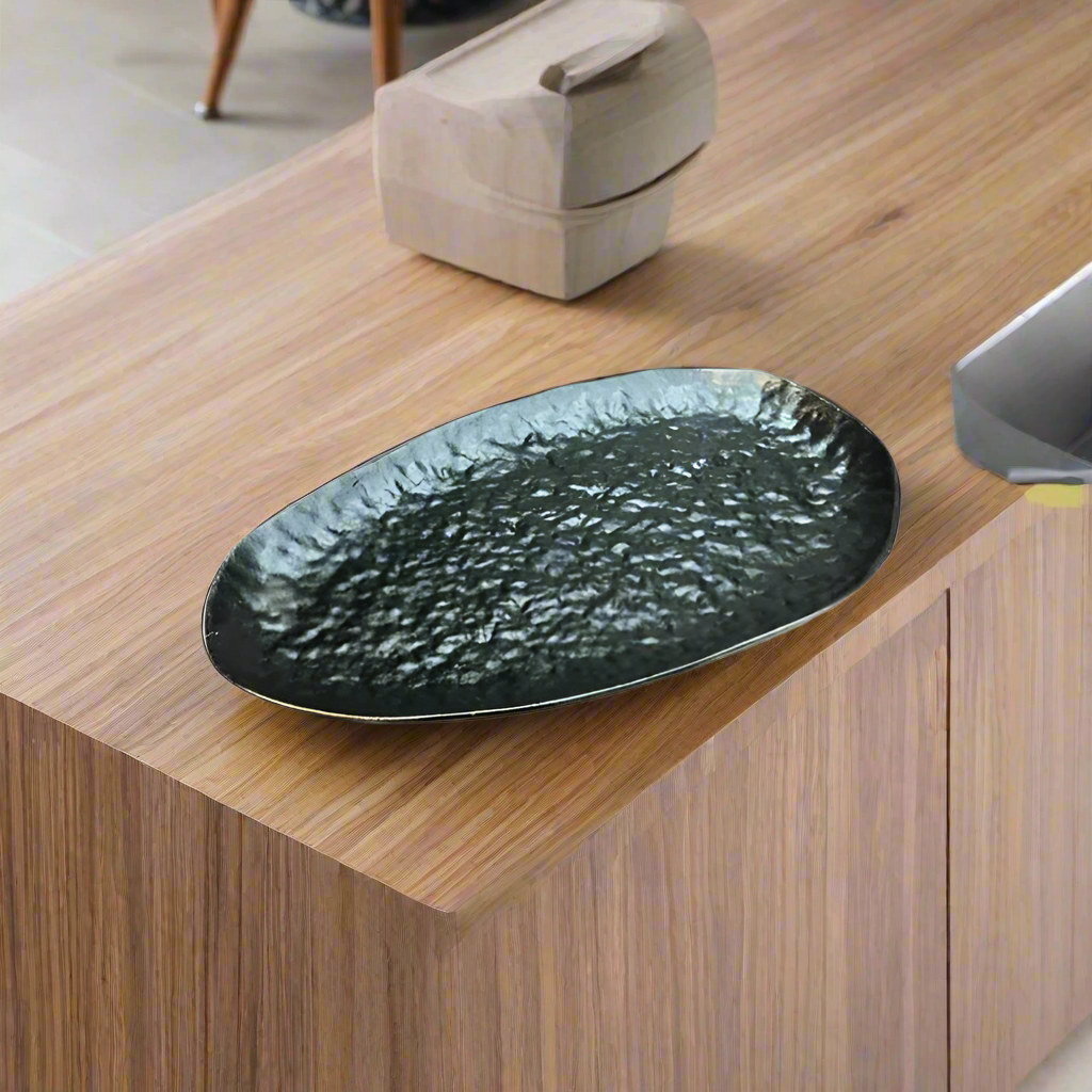 Mango Shape Dry Fruit Serving Tray Black