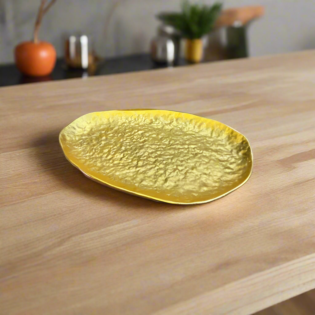 Mango Shape Dry Fruit Serving Tray Gold