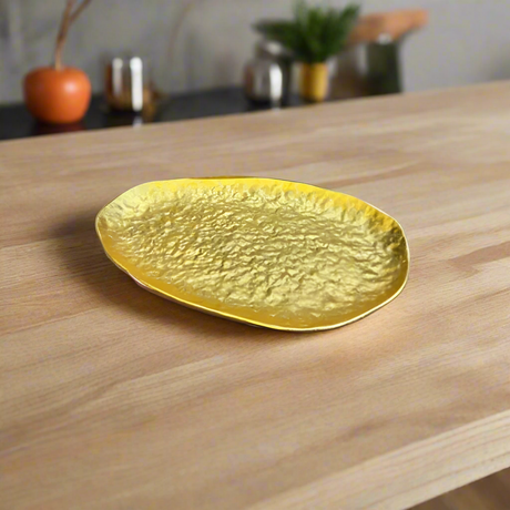 Mango Shape Dry Fruit Serving Tray Gold