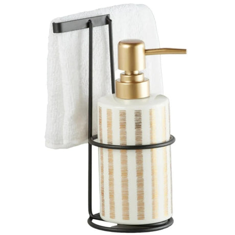 Marble Liquid Soap Dispenser With Black Stand