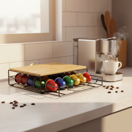 Metal Bamboo Coffee Capsule Holder 15 Caps