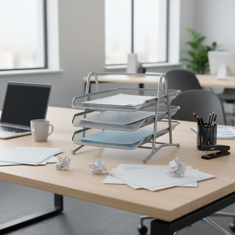 Metal Basket Tray Desktop 3 Shelf