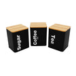 Metal Jar Black 1.3L With Bamboo Lid (Set of 3pcs)