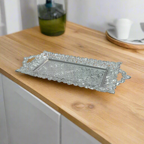 Metal Serving Tray Silver 42cm