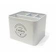 Metal Square Cutlery Tray White 4 Compartments