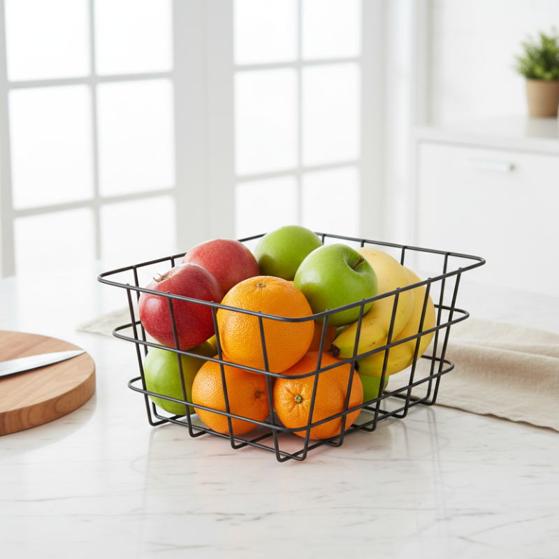 Metal Square Fruit Basket Black Small