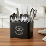 Metal Squared Cutlery Tray Black 4 Compartments