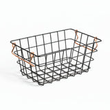Metal Storage Basket Handle Copper Black