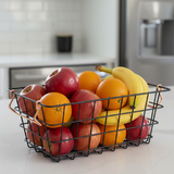 Metal Storage Basket Handle Copper Black